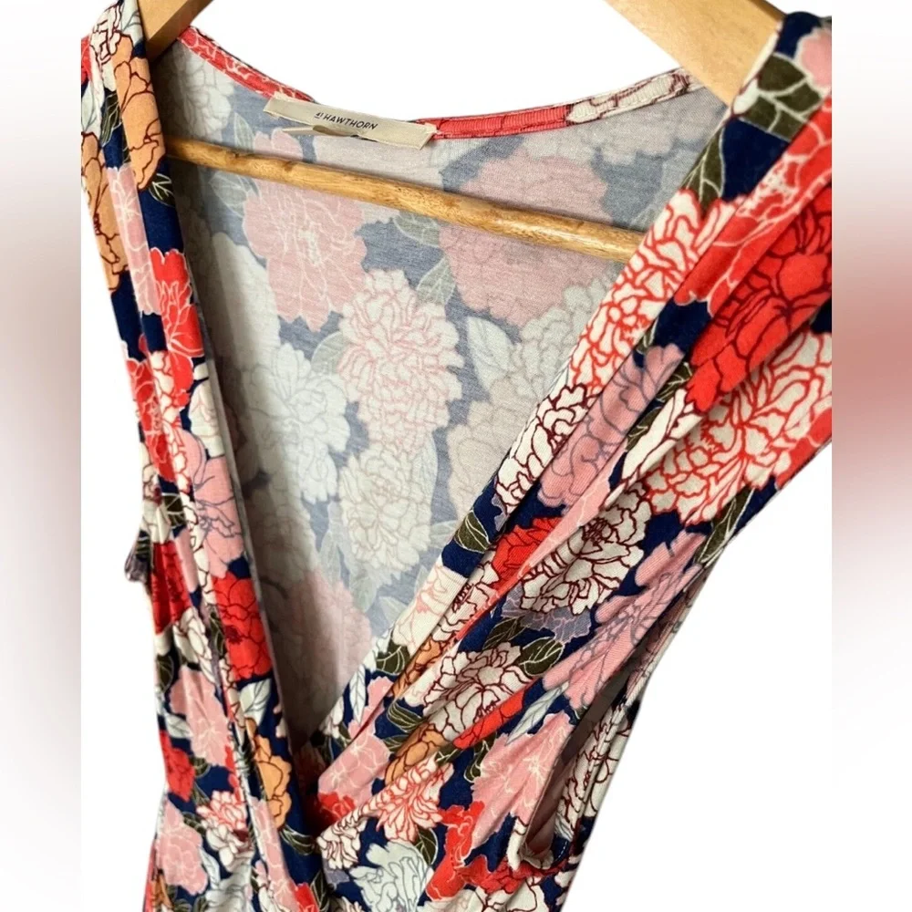 41 Hawthorn M Blue Pink Floral V-Neck Faux
Wrap Sleeveless Dress - Picture 5 of 7